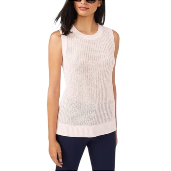J. McLaughlin Lena Open Knit Powder Pink Sleeveless Spring Sweater Vest Women XS - Picture 7 of 11